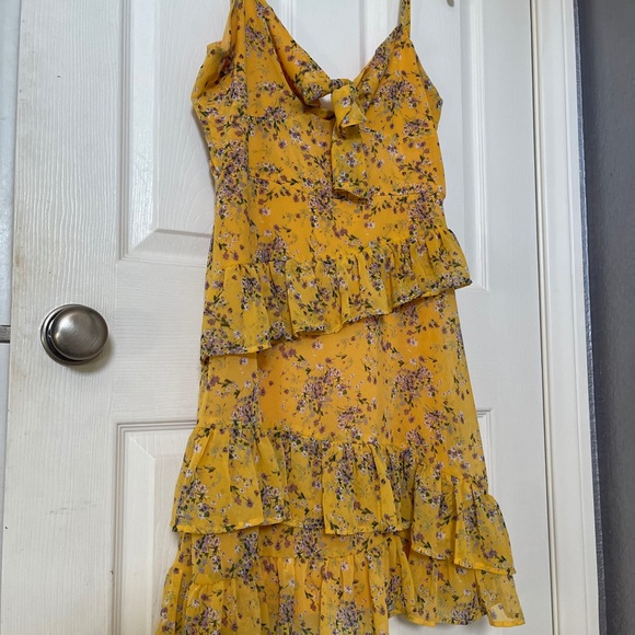 Lulus Yellow Floral Dress - Picture 3 of 4